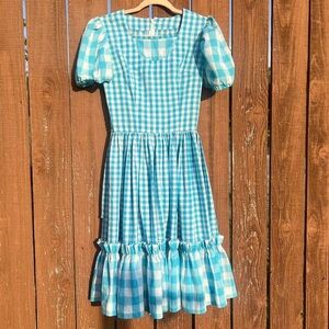 Vintage 70’s handmade blue gingham western square dance prairie dress